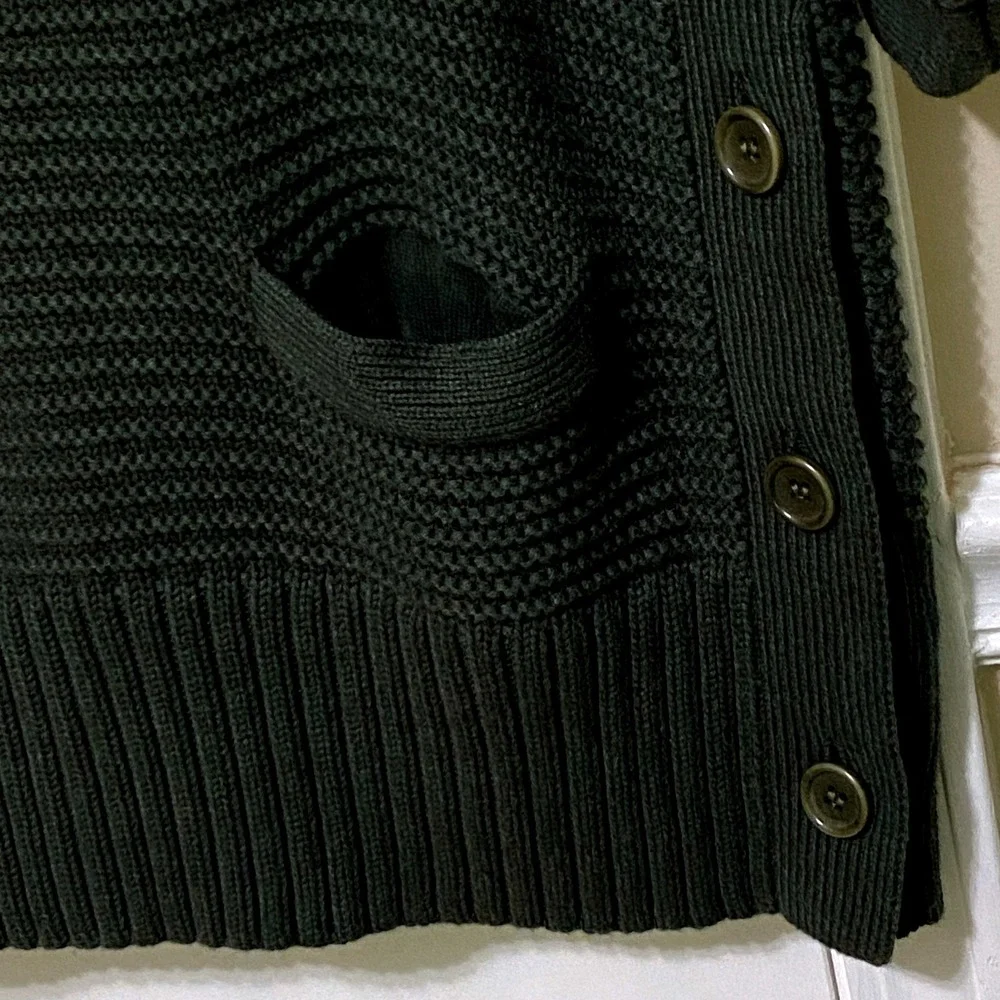 Cabincore Poncho Style J Crew Short Sleeve Turtleneck‎ Sweater Forest Green XXS